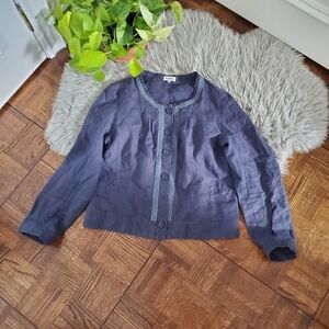 100ูช Linen Vintage 80's FREDA Cardigan Blazer Jacket